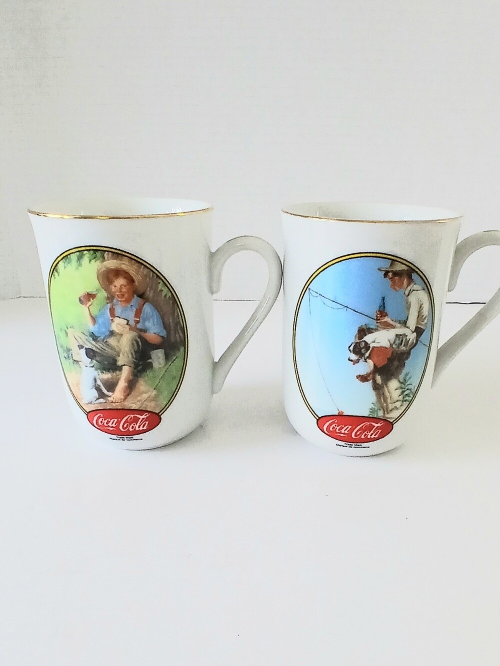 2 Vtg Coca-Cola Norman Rockwell Art Coffee Mug
